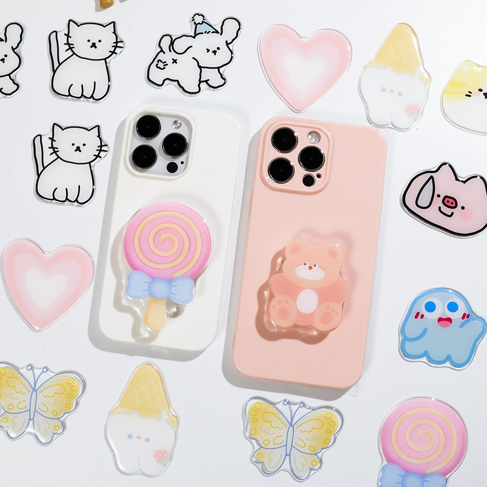 귀여운 만화 그립톡 아크릴 접이식 핑거 링 소켓 확장형 - Phone Accessories Vendor 리뷰 및 가격